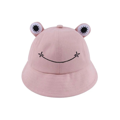 Dust proof Cute Embroidery Cotton Women Frog Sun Hat Bucket Hat