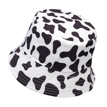 Unisex Cow Print Double-Side Personality Bucket Hats Fishermen Caps