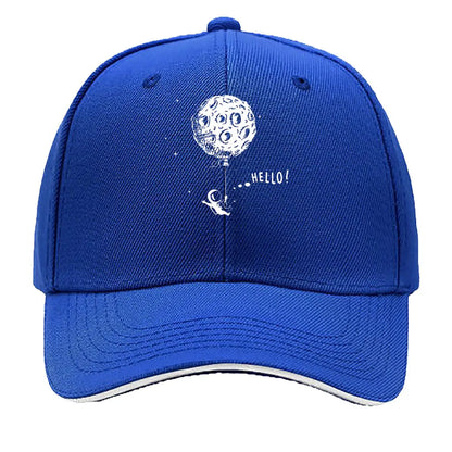 Space Themed Astronaut Moon Balloon Hello Sandwich Baseball Cap