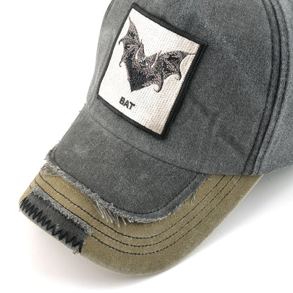 Vintage Denim Baseball Cap With Embroidery Bat Patch Men Dad Hats Women