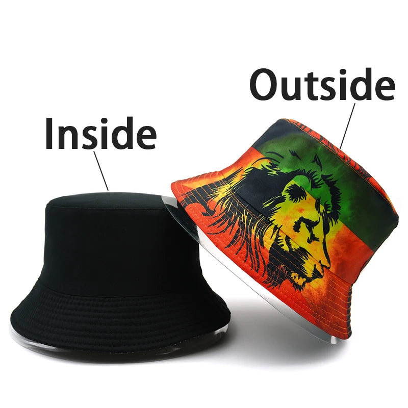 Lion Printed Panama Bucket Hats