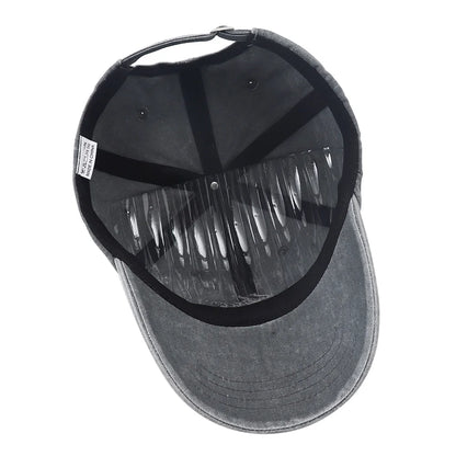 Unisex Letter Embroidery Washed Cotton Baseball Cap For Women Men