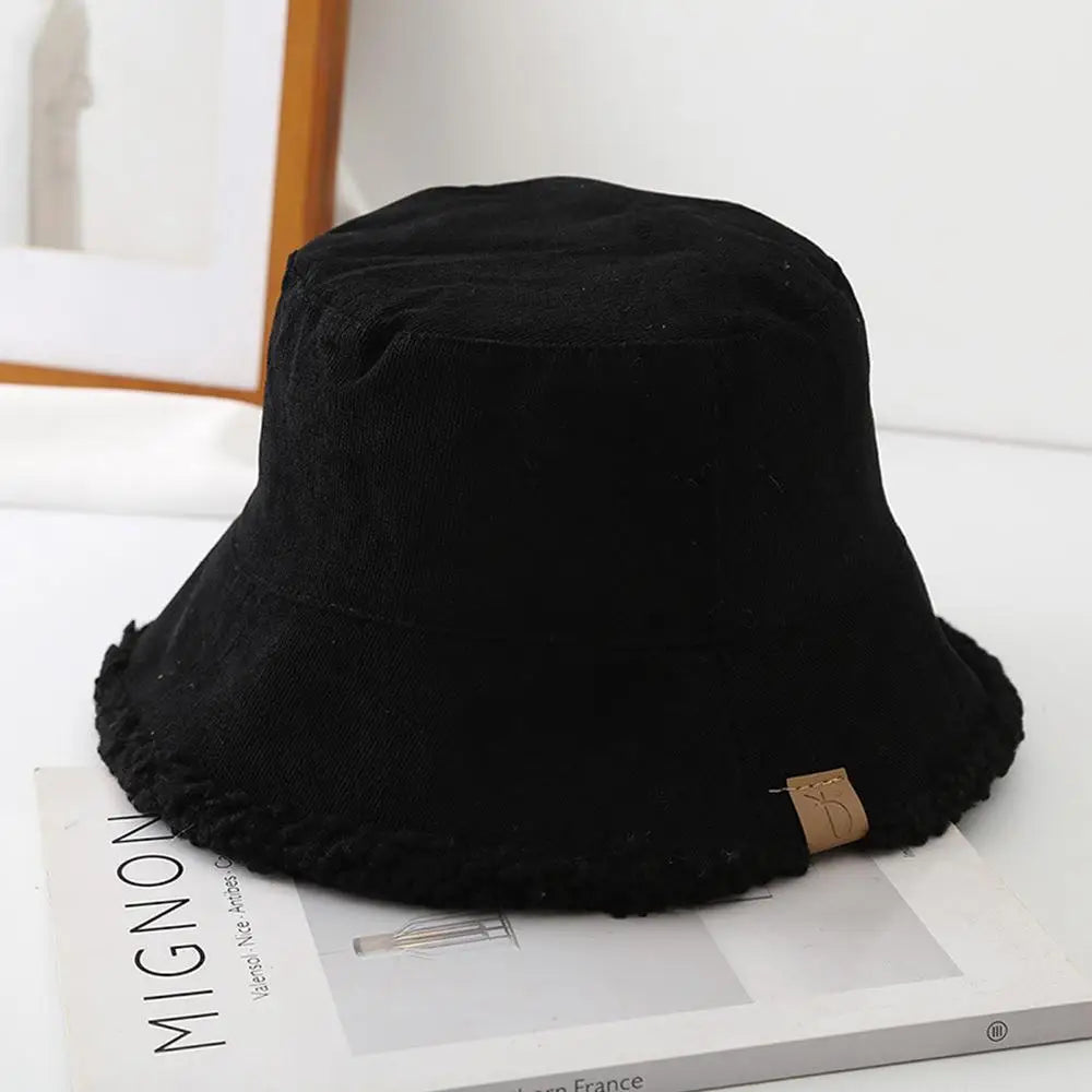 Lambswool Winter Bucket Hat Soft Thickened Cold Weather Panama Hat Warm