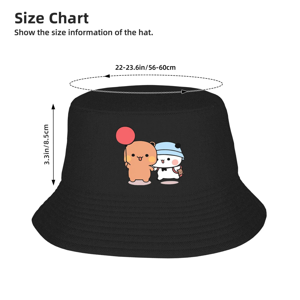 Bear Panda Cartoon Balloon Anime Merch Bucket Hat