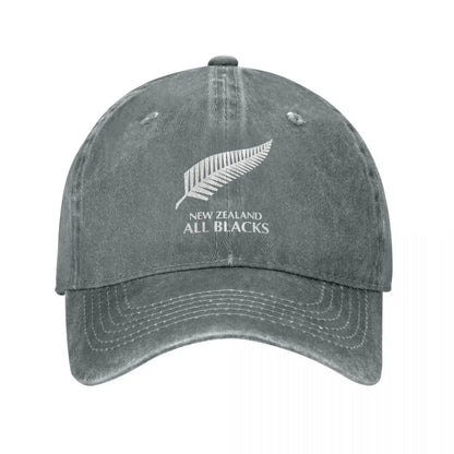 New Zealand All Blacks Unisex Baseball Cap Rugby Worldcup Sports Distressed Denim