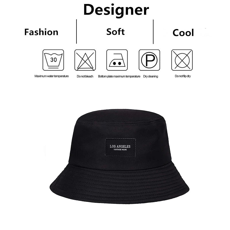 Unisex LOS ANGELES Letter Sticker Bucket Hats Fishermen Caps