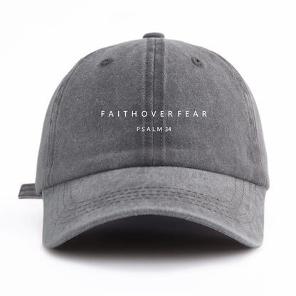 FAITHOVERFEAR Print Washed Baseball Cap For Adults