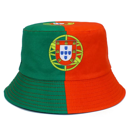 Bucket Hats Double-Sided Wearable Fishing Cap Portugal Flag