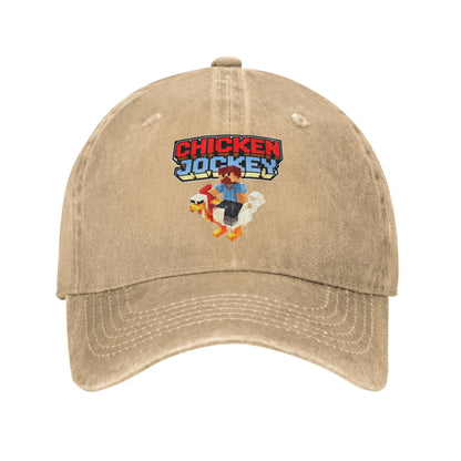 Chicken Jockey Zombie Funny Washed Baseball Cap