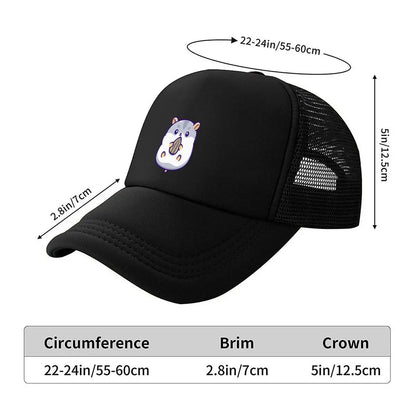 Cute Hamster Holding Sunflower Seed Cartoon Mesh Baseball Cap