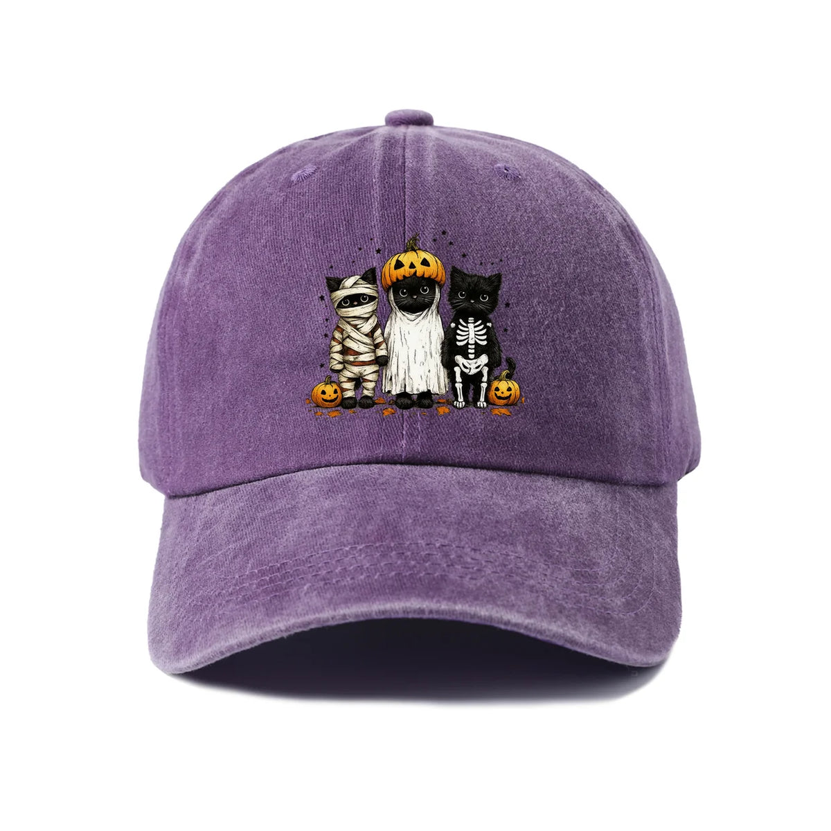 Halloween Mummy Ghost and Cats Baseball Cap