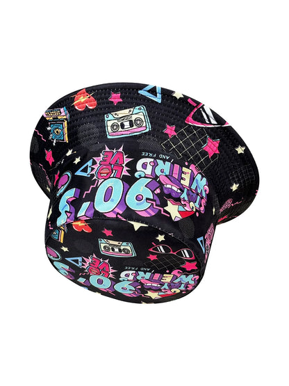 Abstract Personality Tape Black 90S Print Bucket Hat Sun Hat