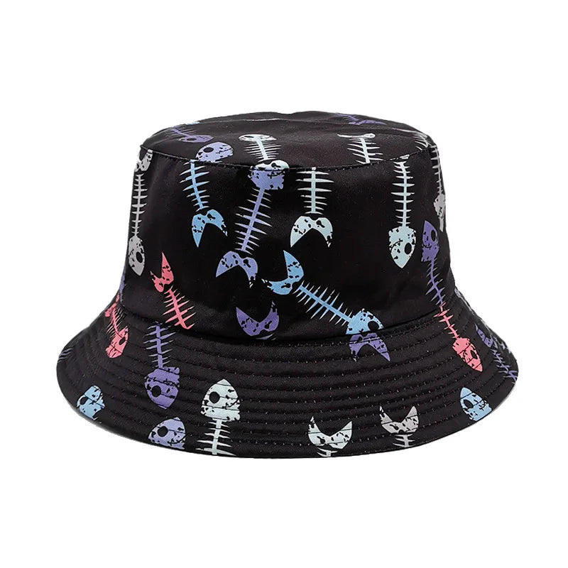 Double-sided Yellow Duck Print Pattern Panama Summer Sunscreen Fisherman Cap Bucket Hat