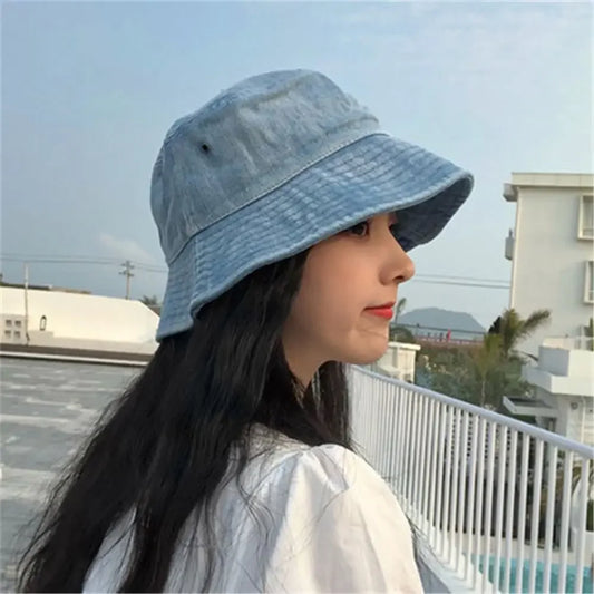 Unisex Cotton Bucket Hats Women Summer Sunscreen Panama Hat Men