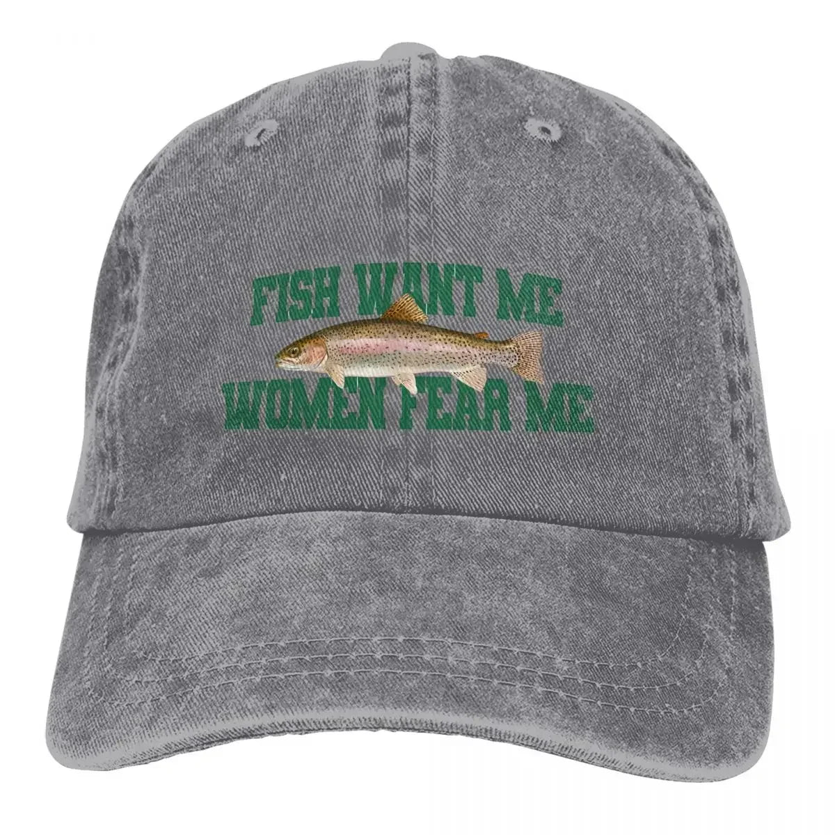 Pure Color Dad Hats Fish Want Me Women Fear Me Meme Classic Baseball Caps