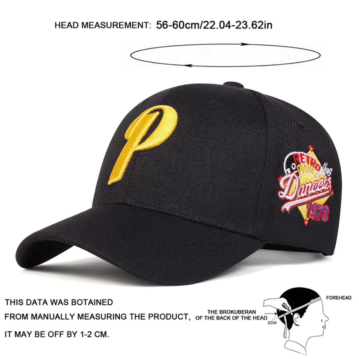 Unisex P Letter Embroidery Baseball Caps Spring And Autumn