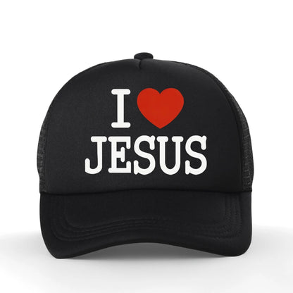 I Love Jesus Print Mesh Breathable Baseball Cap