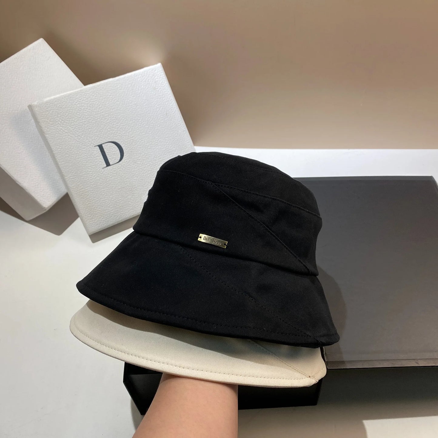 Simple Style Metal Logo Bucket Hats For Women