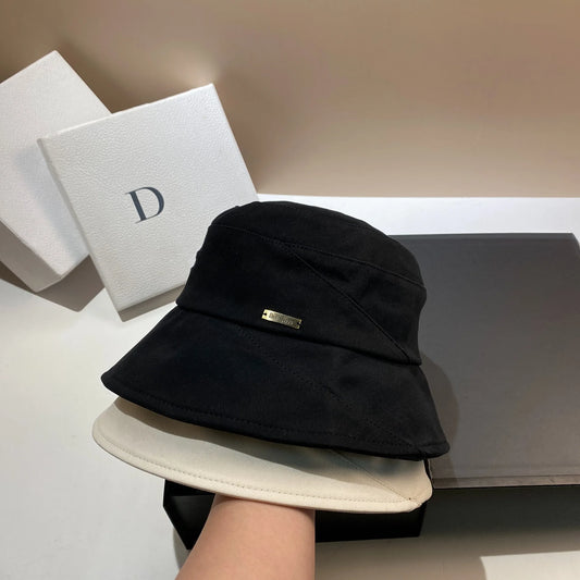 Simple Style Metal Logo Bucket Hats For Women