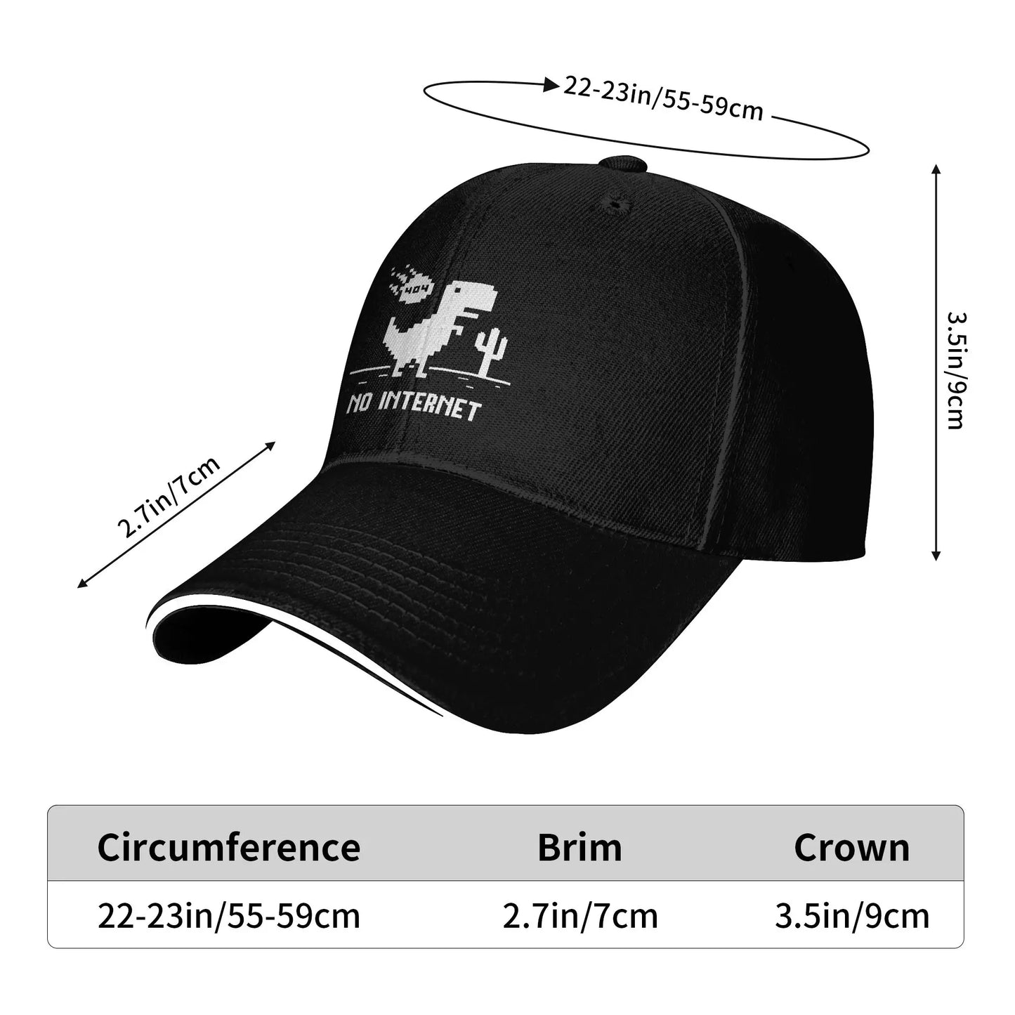 Baseball Cap Funny No Internet T Rex for Programmers Running Hippie