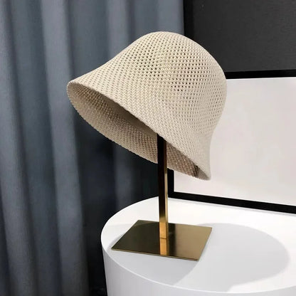 Women Bucket Hat Summer Hollow Out Thin Breathable Sun Hat Female Beach Panama Cap