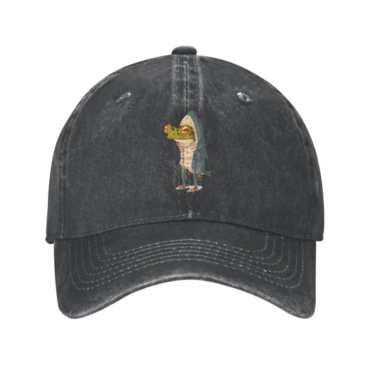 Frog Shark Adjustable Washed Denim Cotton Low Baseball Ball