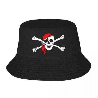 Custom Unisex Jolly Roger Skull Cross Bones Flag Bucket Hat