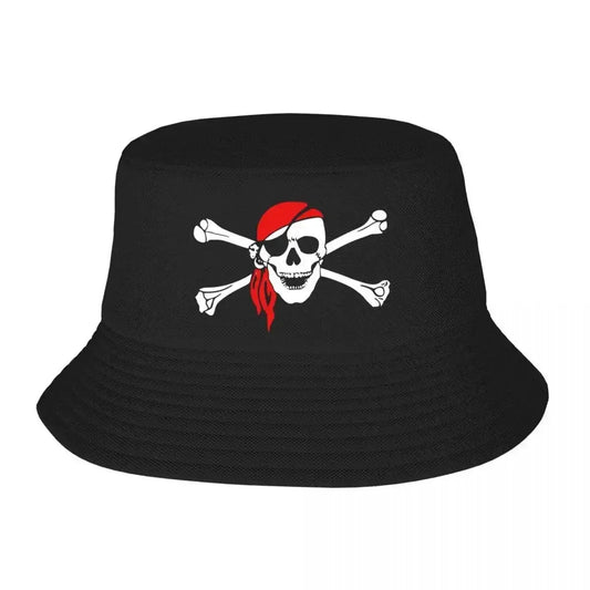 Custom Unisex Jolly Roger Skull Cross Bones Flag Bucket Hat