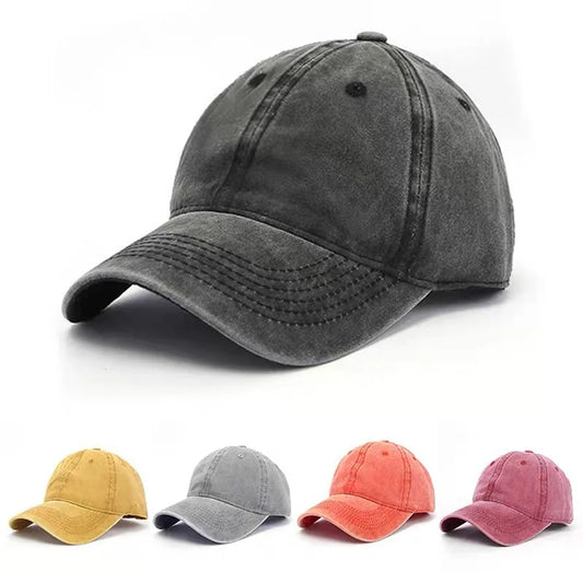 Solid Washed Denim Baseball Cap Vintage Unisex Cotton Sport Hat Women Men