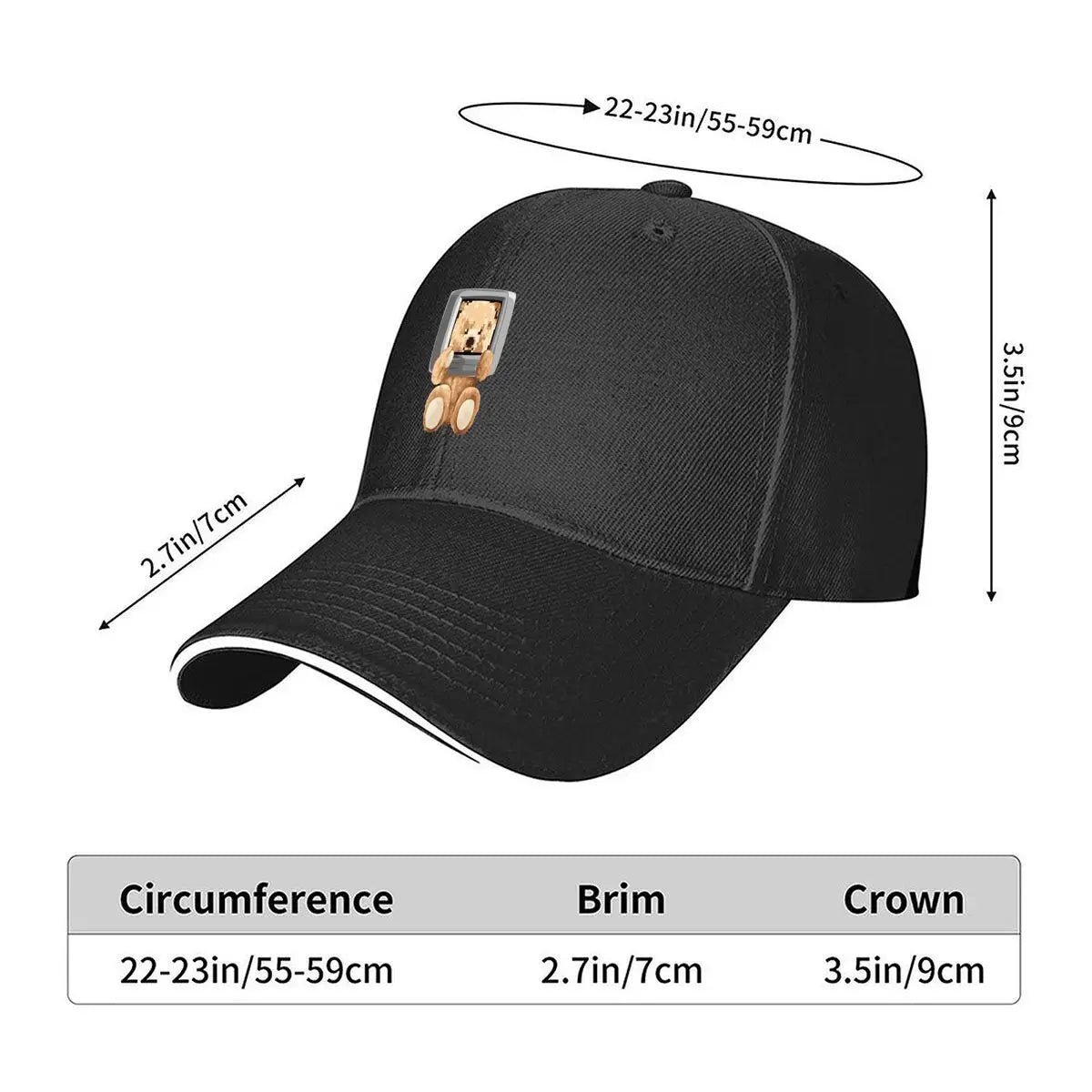 Kawaii Pixel Bear Computer Screen Cute Retro Art Baseball Cap