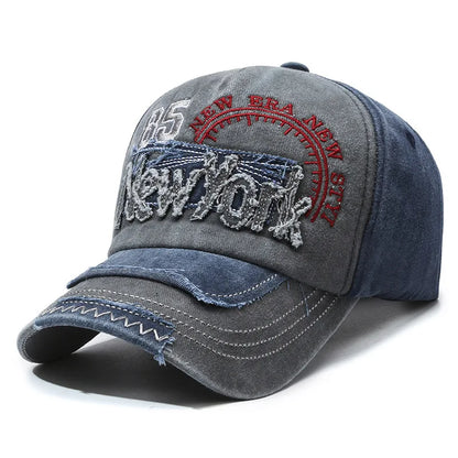 New York Embroidered Washed Distressed Baseball Cap