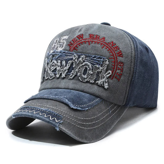 New York Embroidered Washed Distressed Baseball Cap