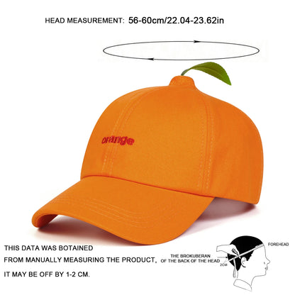 Unisex Orange Letter Embroidery Baseball Caps Spring Autumn