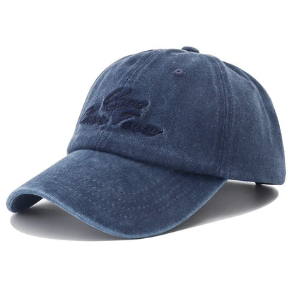 Unisex Letter Embroidery Washed Cotton Baseball Cap For Women Men