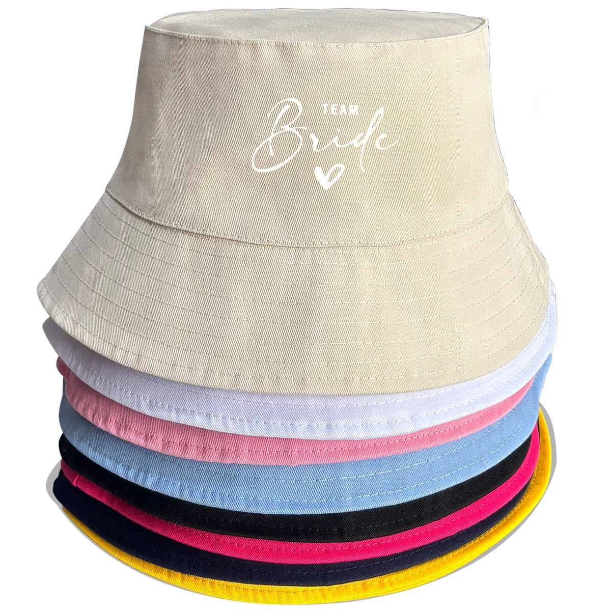 Bucket Hat With White "TEAM Bride" Printed Fisherman Cap