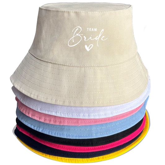 Bucket Hat With White "TEAM Bride" Printed Fisherman Cap