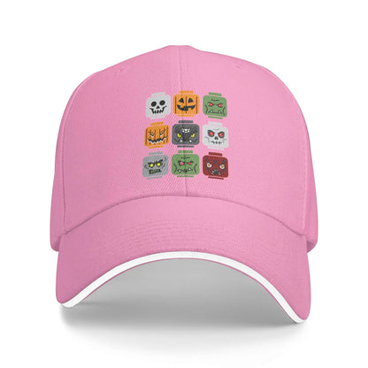 Spring Halloween Building Brick Head Pumpkin Ghost Zombie Friends Baseball Cap