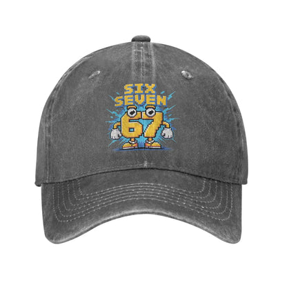 67 Meme Brainrot Six Seven Kids Gaming Gen Alpha Sun Baseball Cap