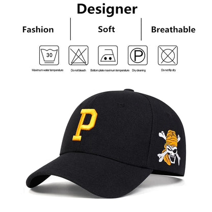 P Letter Side Pirate Embroidery Baseball Cap Men Women Trucker Caps