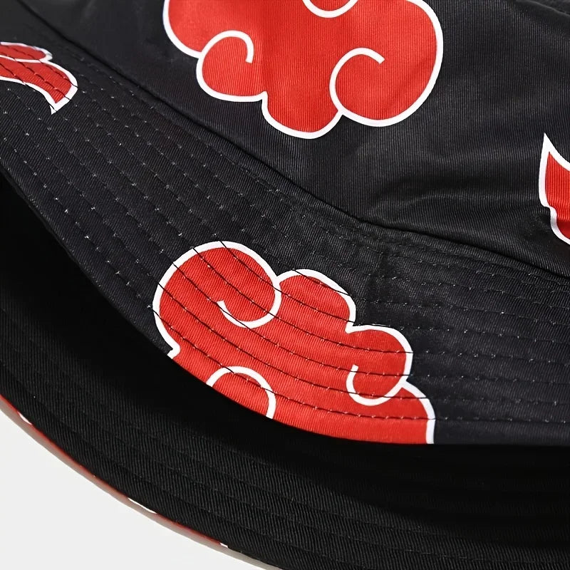 Japanese Anime Cartoon Red Cloud mbroidery Bucket Hat