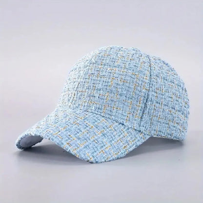Vibrant Golden Plaid Baseball Cap