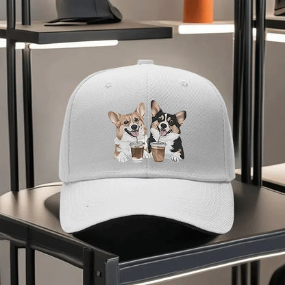 Corgi Coffee Couple Baseball Cap