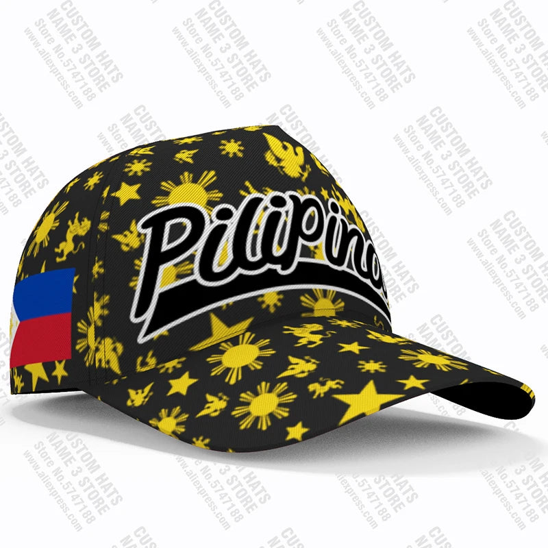 Philippines Baseball Caps Free Custom Name Team Logo Ph Hats Phl Country Travel Pilipinas Nation Filipino Flag