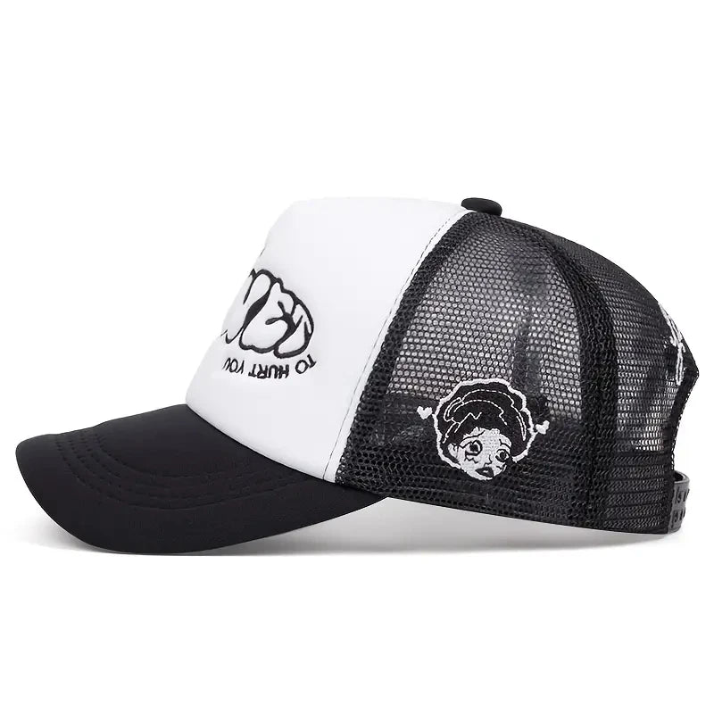 A Little Girl With A Crying Face A Sponge Embroidered Baseball Cap