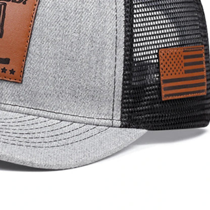 Leather Label Embroidered Slightly Curved Baseball Cap