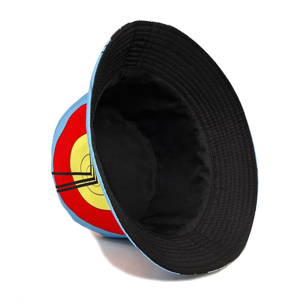 Target Bucket Hat Bow And Arrow Printing Fisherman Hats Double Sides For Men Women
