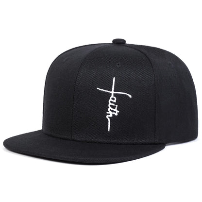 Unisex Faith Letter Cross Embroidery Hip-hop Hats Baseball Caps Sunscreen Hat Snapback Cap