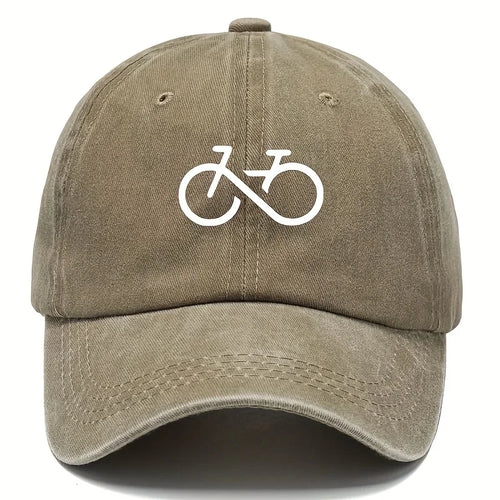 Vintage Bicycle Printed Baseball Cap With White Geometric Design