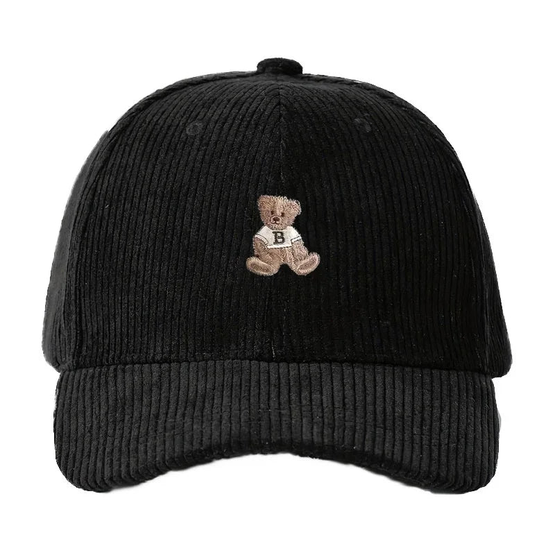 Corduroy Baseball Cap Men Women Teddy Bear Pattern Sun Protection Outdoor