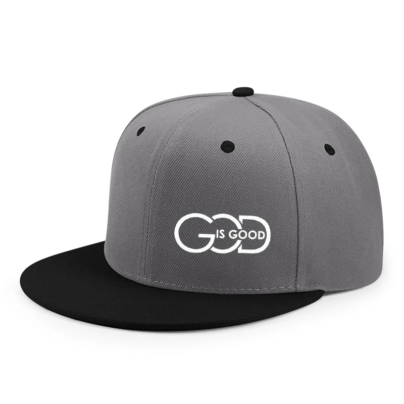 Unisex Adjustable Snapback Cap Street Flat Brim Hat Printed GOD IS GOOD